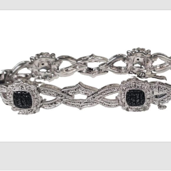 Rhodium-Plated Bracelet – Black & Clear Sparkling Stones - Picture 13 of 13